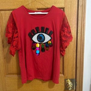 Red Shirt Form Fitting eye